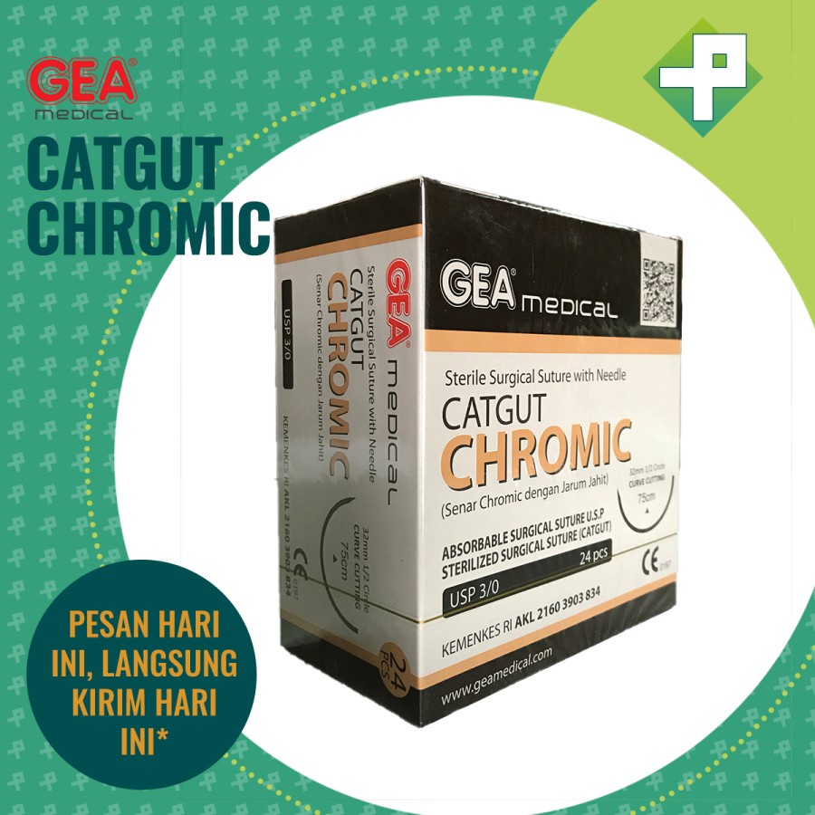 Jual Catgut Chromic Gea Benang Bedah Dengan Jarum Box Shopee Indonesia