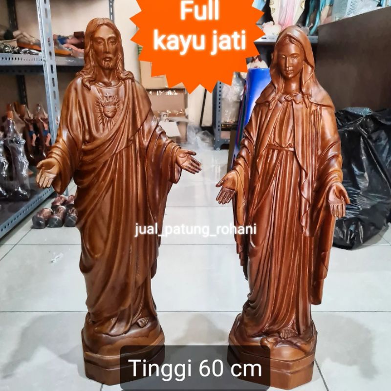 Jual Patung Yesus Tangan Terbuka Atau Maria Tangan Terbuka Cm Kayu Jati Shopee Indonesia