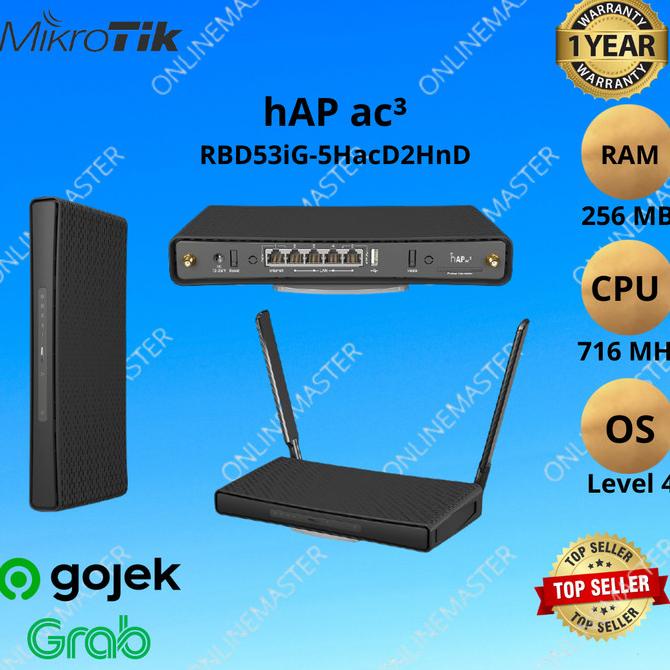 MkroTk hAP ac3 RBD53G-5HacD2HnD AC1200 5xGbE LAN Külső antennás Dual
