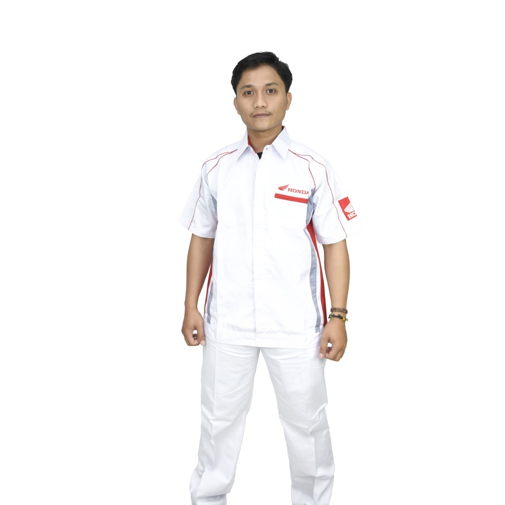 Jual Paket Wearpack Baju Mekanik Bengkel Resmi Honda Apron Dan Topi