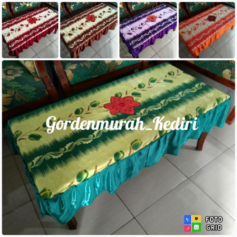 Jual TAPLAK MEJA RUANG TAMU RUMBAI KOTAK MOTIF BUNGA TULIP SULUR DAUN ...