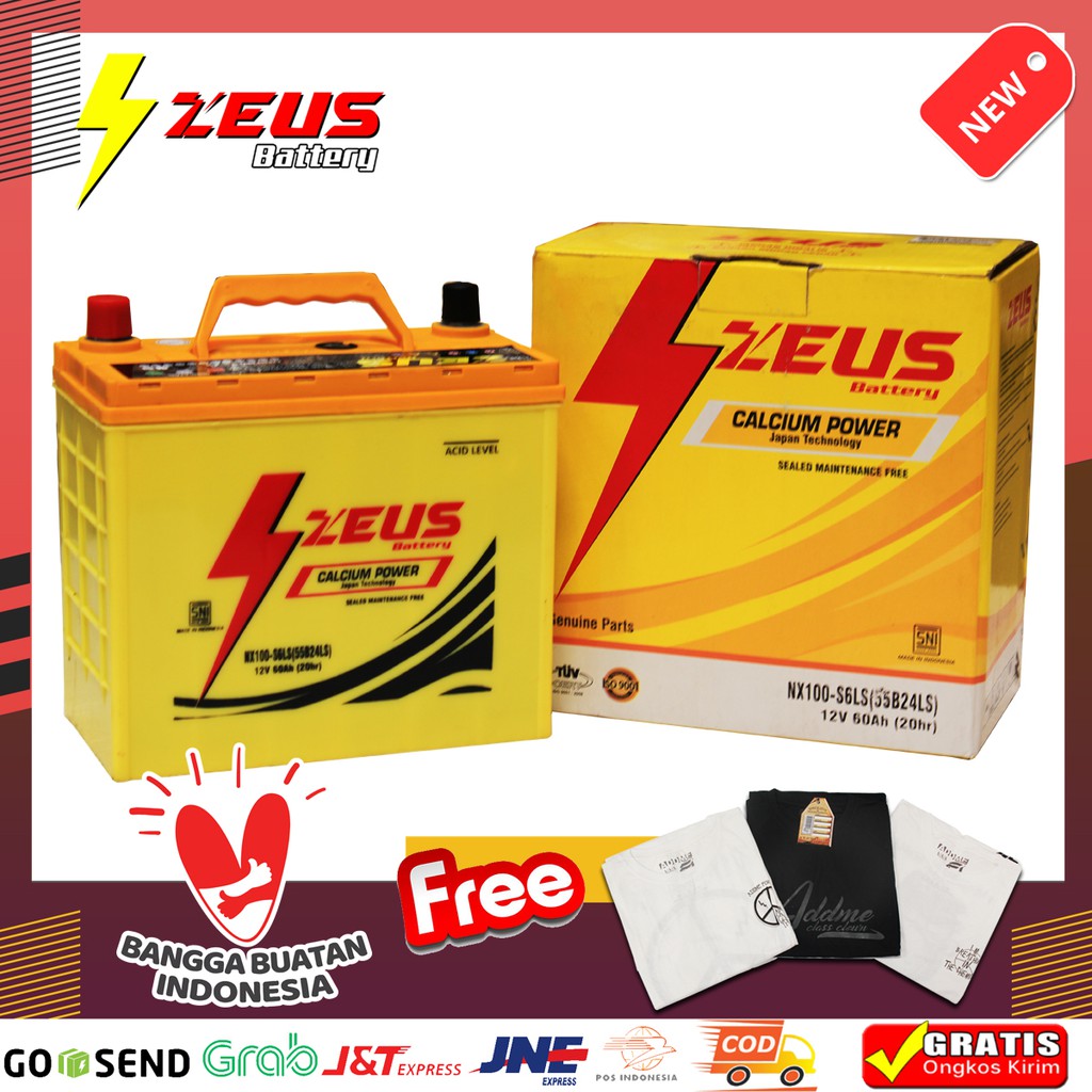 Jual Aki mobil Hyundai Avega / Mazda Familia Zeus NX100 S6LS Calcium