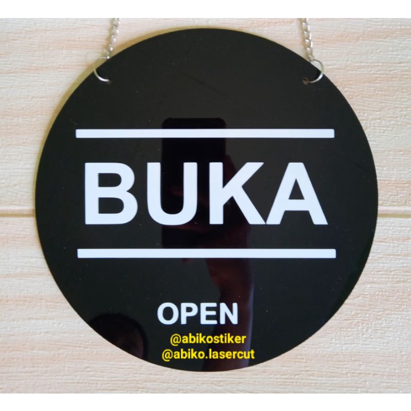 Jual Buka Tutup Open Close Sign Board Bulat Akrilik Bolak Balik