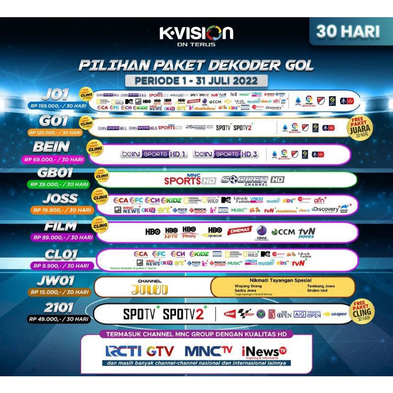 Jual Paket Kvision Dekoder Gol Gardinier Optus Hari Shopee Indonesia