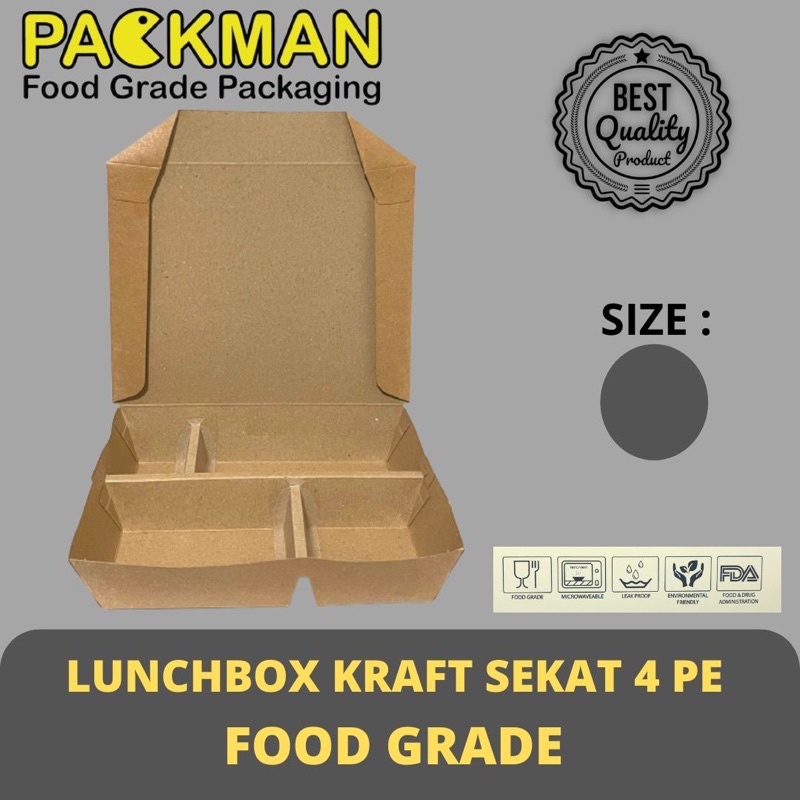 Jual Paper Lunchbox Bento Sekat Paper Lunchbox Kraft Sekat Bahan Kraft Forming Tebal