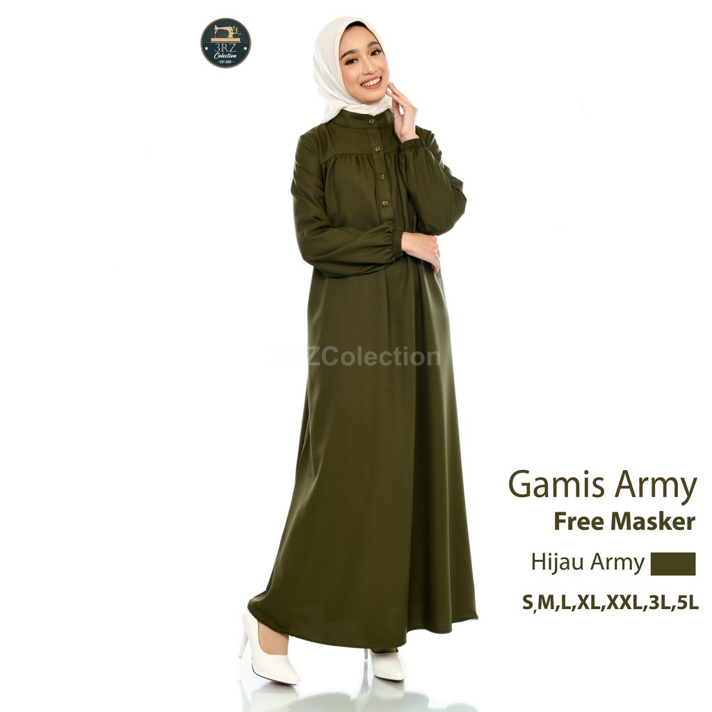 Jual Baju Gamis Moscrepe Super Gamis Army Muslim Size Jumbo Murah