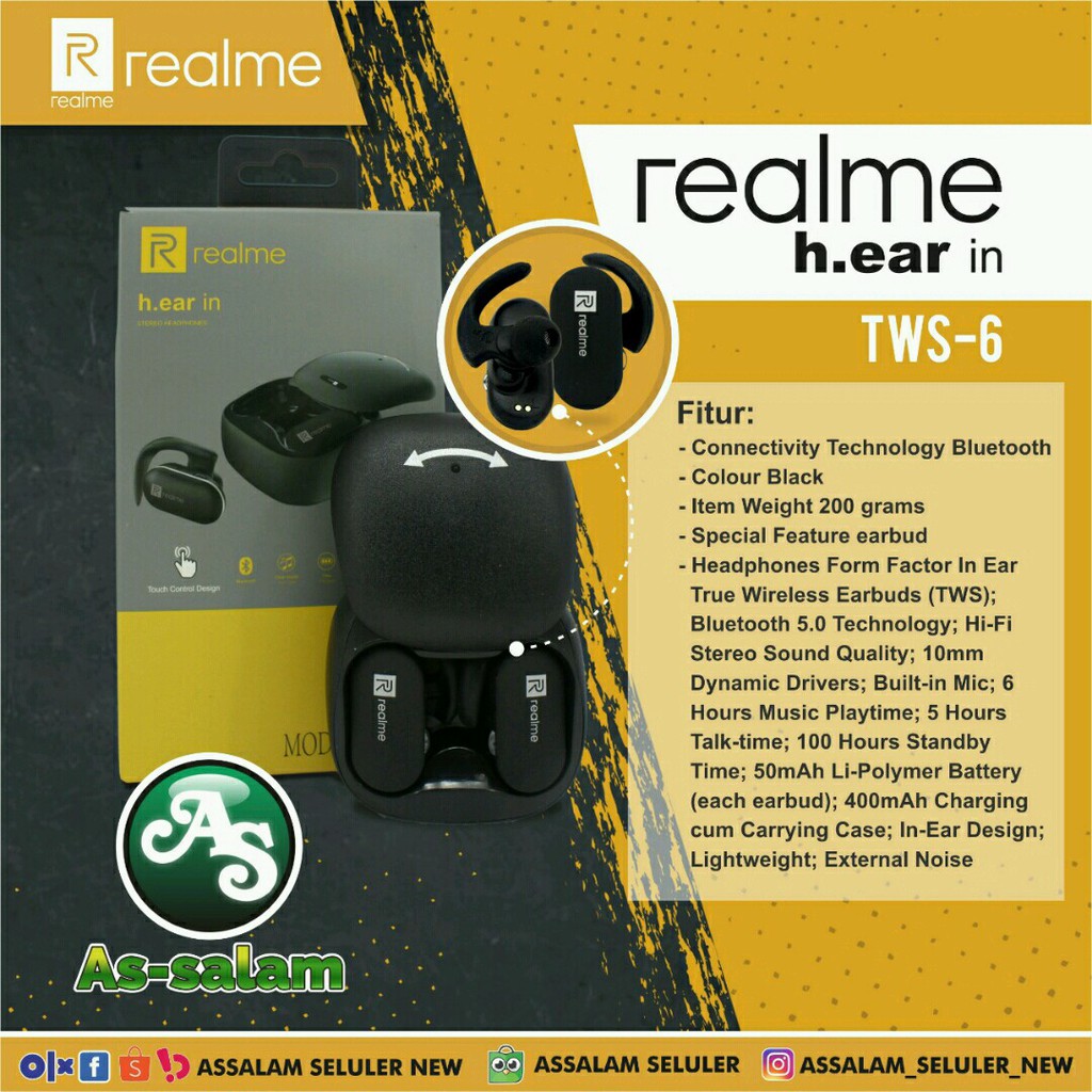 Jual Headset Bluetooth Realme TWS 6 Shopee Indonesia