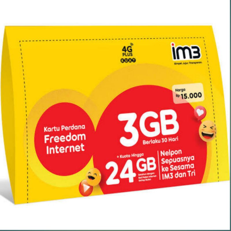 Jual PERDANA KARTU INDOSAT IM3 3GB ORI 1 BULAN | Shopee Indonesia