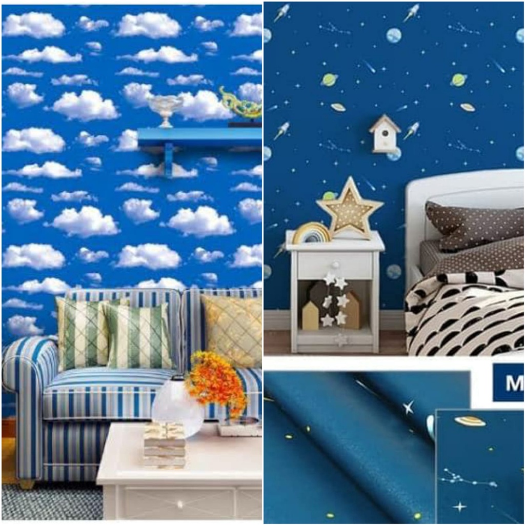 Jual Wallpaper Sticker Plafon Per Meter Motif Awan Dekorasi Hiasan Atap ...
