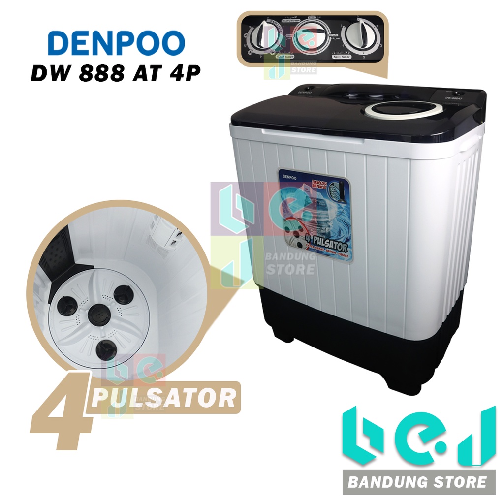 Jual Mesin Cuci 2 Tabung Denpoo Dw 888 AT 4P - 8 KG | Shopee Indonesia