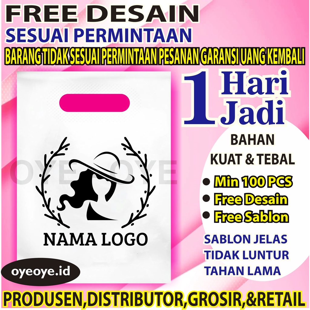 Jual Plastik Olshop Hd Plong Sablon Uk 25x35 Free Custom Desain Plastik