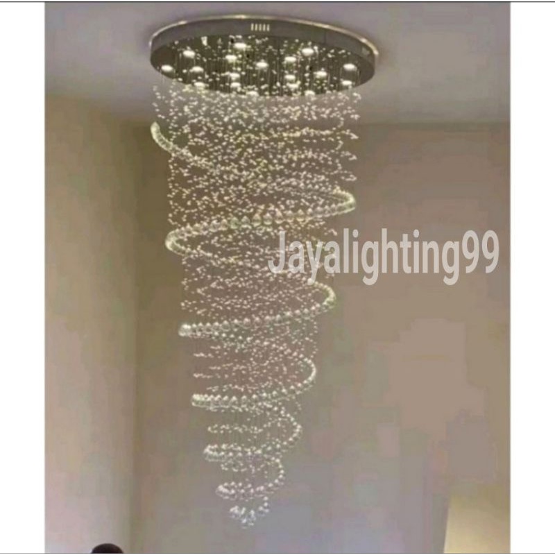 Jual Lampu Plafon Lampu Hias Krystal 1 Spiral Lamou Tangga D.100cm H ...