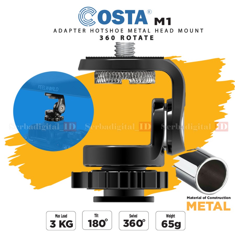 Jual COSTA M1 Adapter Hot Shoe Monitor/Lighting Metal Head Mount 360 Rotate Shopee Indonesia