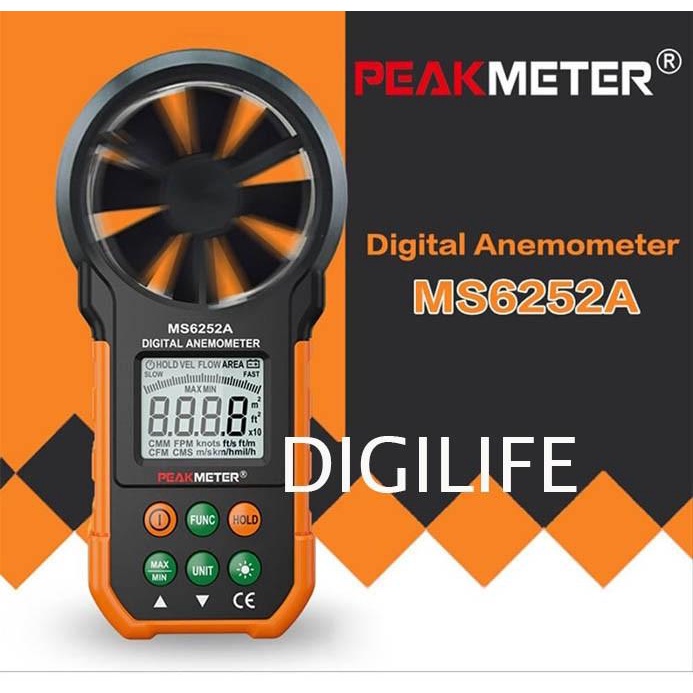 PEAKMETER PM6252A Draagbare Digitale Windmeter - Anemometer Met Luchtvolumemeter En Achtergrondverlichting
