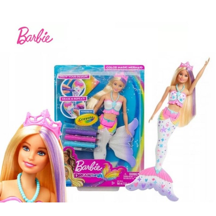 Jual Barbie dreamtopia color with crayola magic mermaid doll boneka