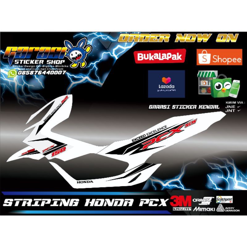 Jual Sticker Striping Honda PCX 150 / PCX 160 hitam gold series ...