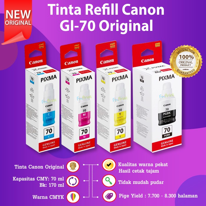 Jual CMYK Tinta Botol Canon GI-70 GI70 Ink Refill Printer G5070 G6070 ...