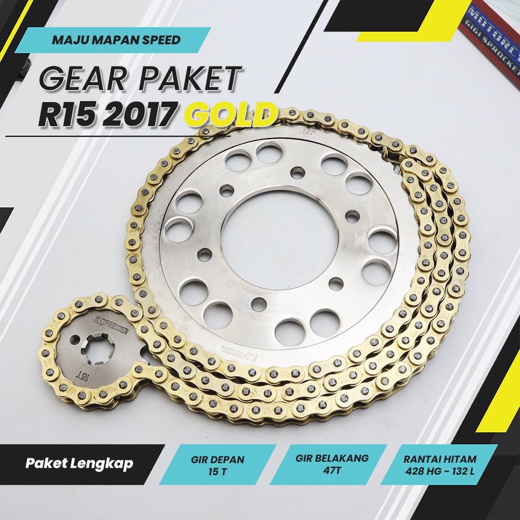 Jual Gear Set R15 2017 15T/47T 428H132L Model SSS Merk KC Premier