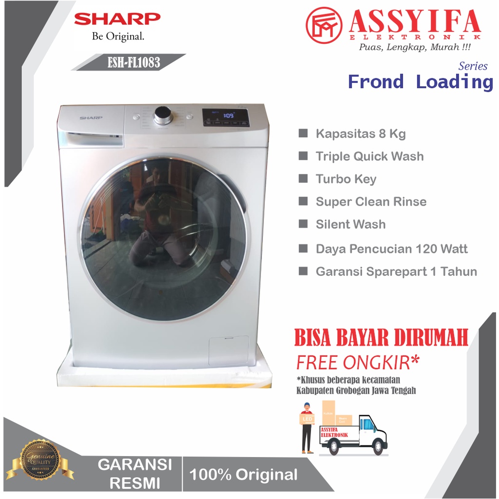 Jual MESIN CUCI FRONT LOADING SHARP ES-FL 1083 W 8KG 1 TABUNG | Shopee ...