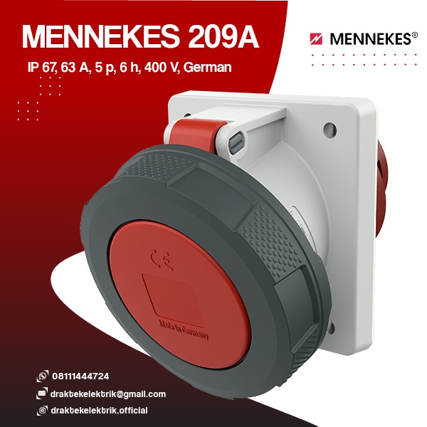 Jual Mennekes 209A | Panel , IP 67, 63 A, 5 p, 6 h, 400 V, German ...