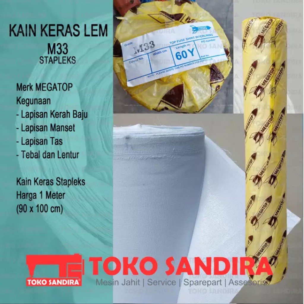 Jual KAIN KERAS LEM STAPLEKS M33 MERK MEGATOP - HARGA 1 METER | Shopee ...