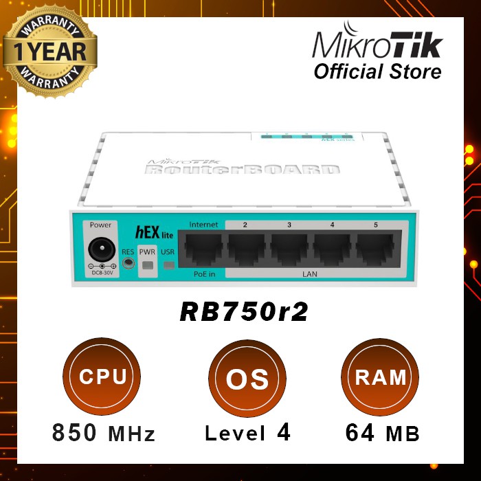 Jual MikroTik Router Board RB750r2 hEX Lite 1 unit | Shopee Indonesia