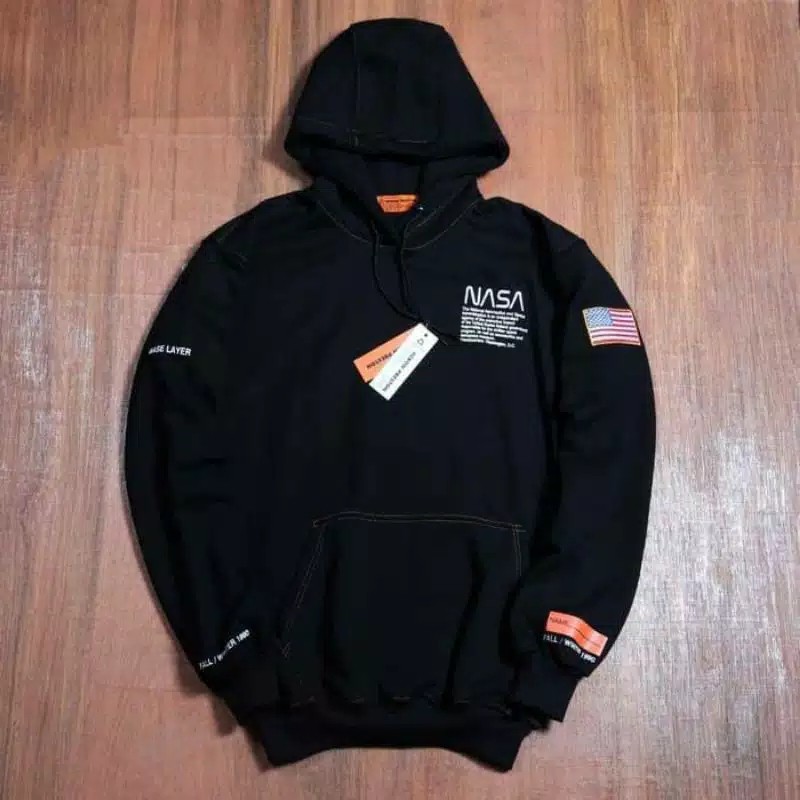 BISA COD JAKET NASA SWEATER HOODIE NASA ORIGINAL H M FIT L DISTRO QUALITY NASA HOODIE