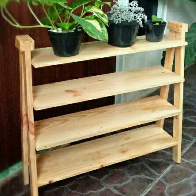 Jual Rak Sepatu Kayu 4 Tingkat Segitiga | Shopee Indonesia