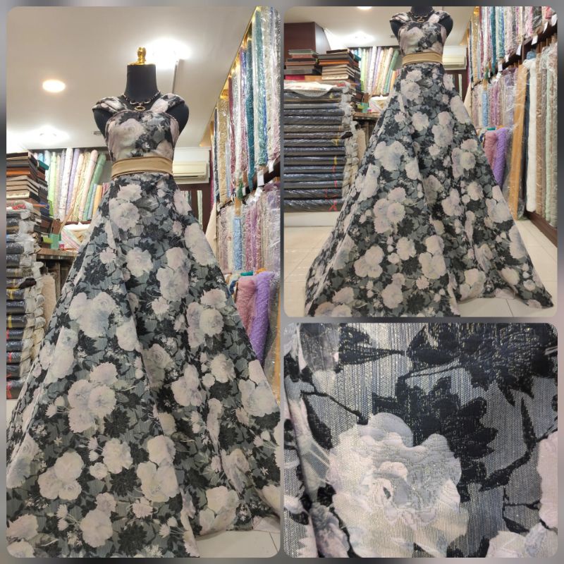 Jual Kain Jacquard Emboss Motif Bunga | Shopee Indonesia