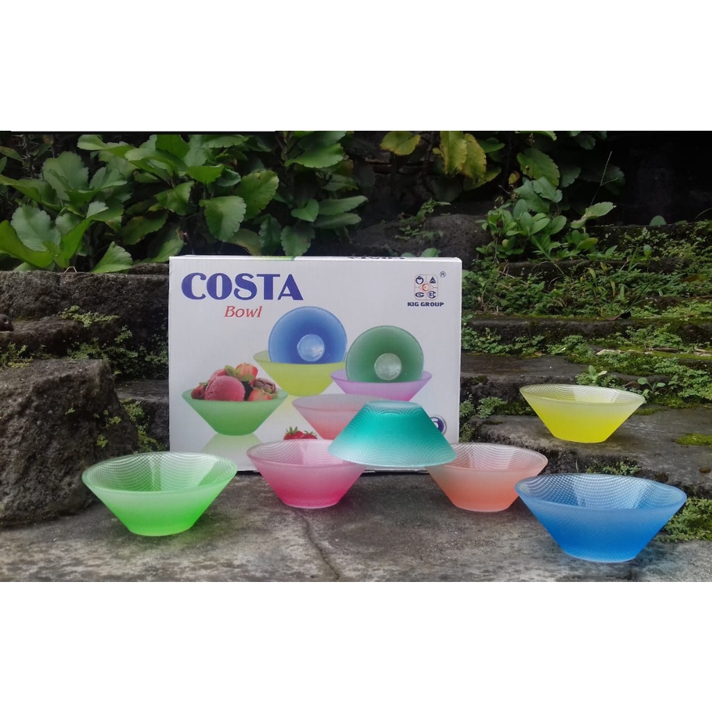 Jual Souvenir Mangkok Kaca Hias Mangkuk Saji Besar Mangkok Warna Pelangi Costa 375 Mangkok 6857