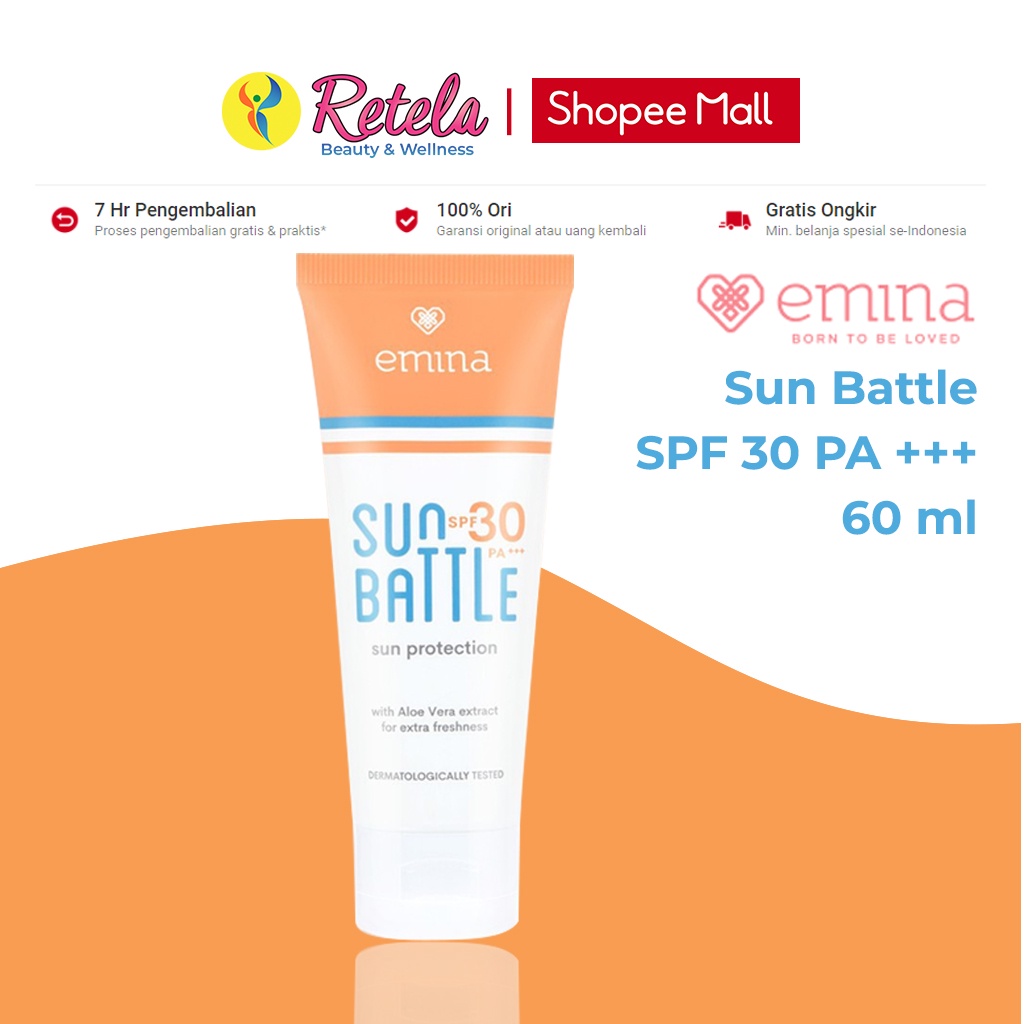 Jual Emina Sun Battle Spf 30 Pa+++ 60 ml / Emina Sun Battle Spf 45 Pa