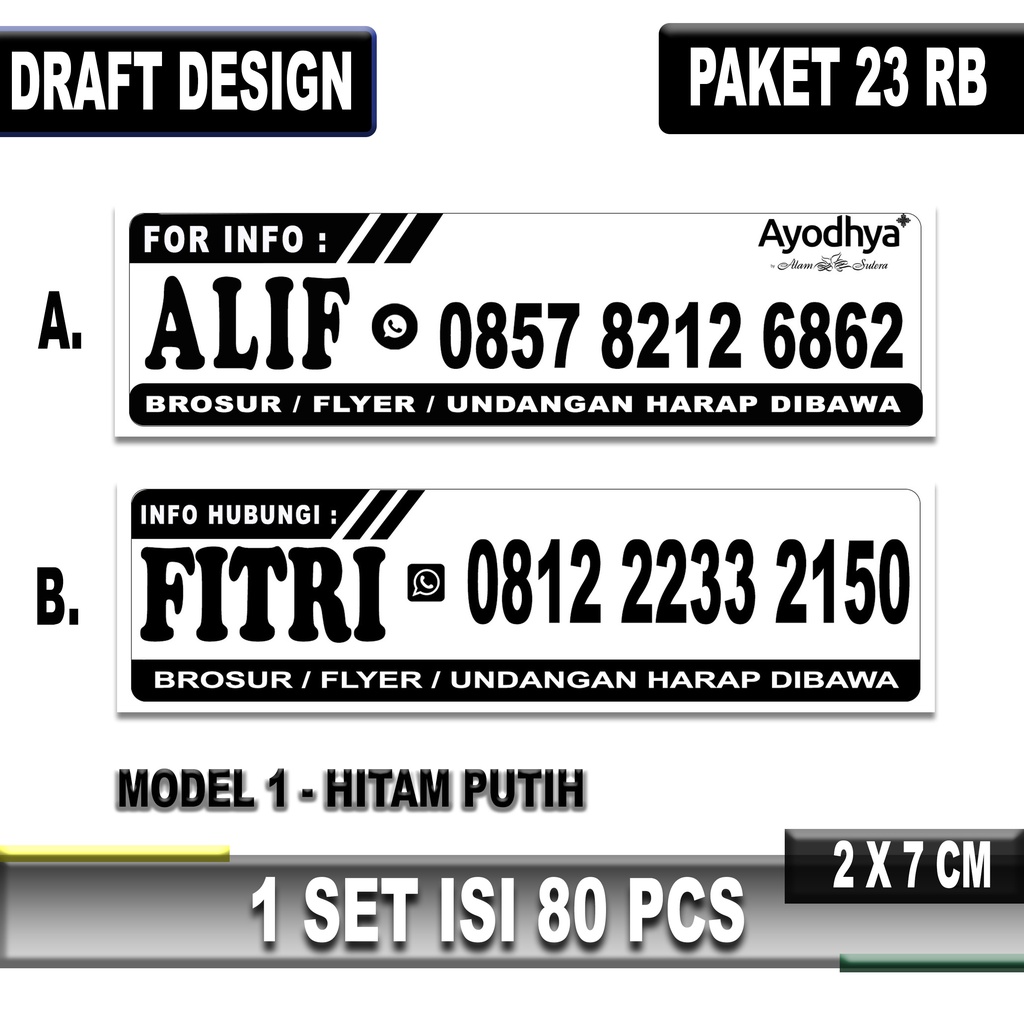 Jual Isi 80 Pcs Cetak/Custom Sticker Satu Warna Hitam Putih Stiker ...