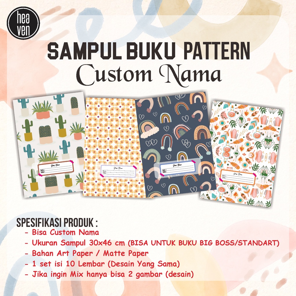 Jual Sampul Buku Tulis Pattern Sampul Buku Tulis Aesthetic Custom Nama Shopee Indonesia 8207