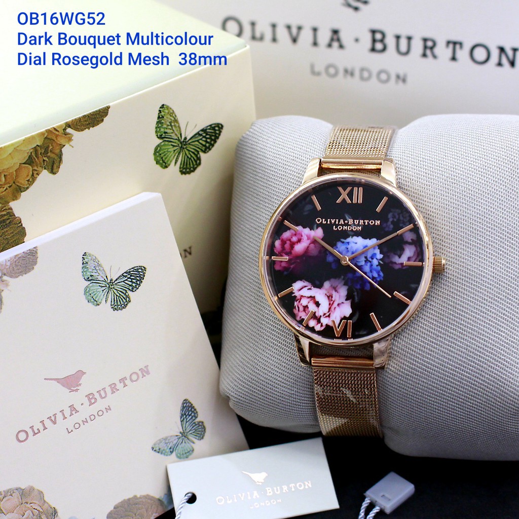 Jual promo original DARK BOUQUET MULTICOLOR Olivia burton OB16WG52 DIAL rose gold mesh jam tangan wanita Shopee Indonesia