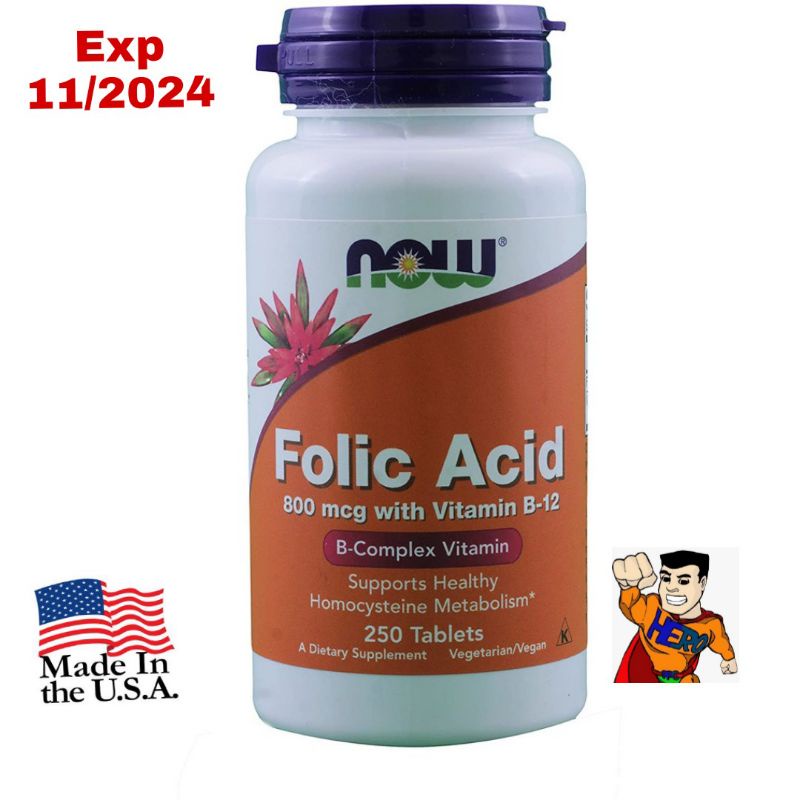 Jual Now Foods Folic Acid Vitamin B Complex & Vitamin B12 Isi 250 ...