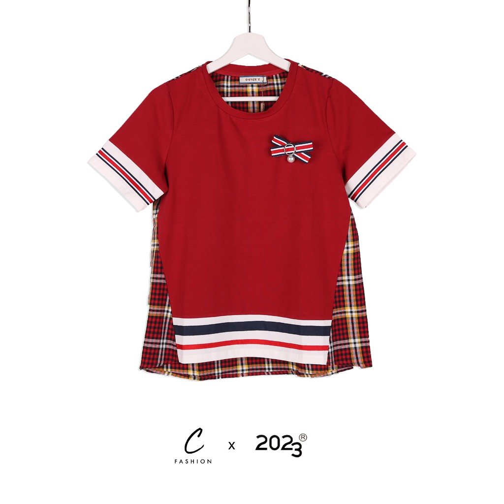 Jual Pearl Checkered Top - Merah | Shopee Indonesia