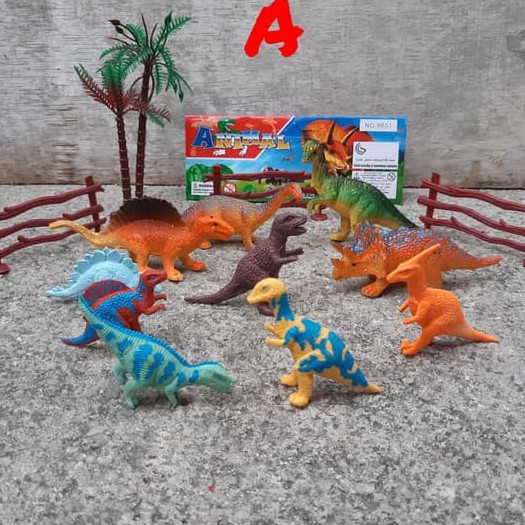 Jual Mainan Set Dinosaurus Karet Hewan Purba Miniatur Anak | Shopee ...