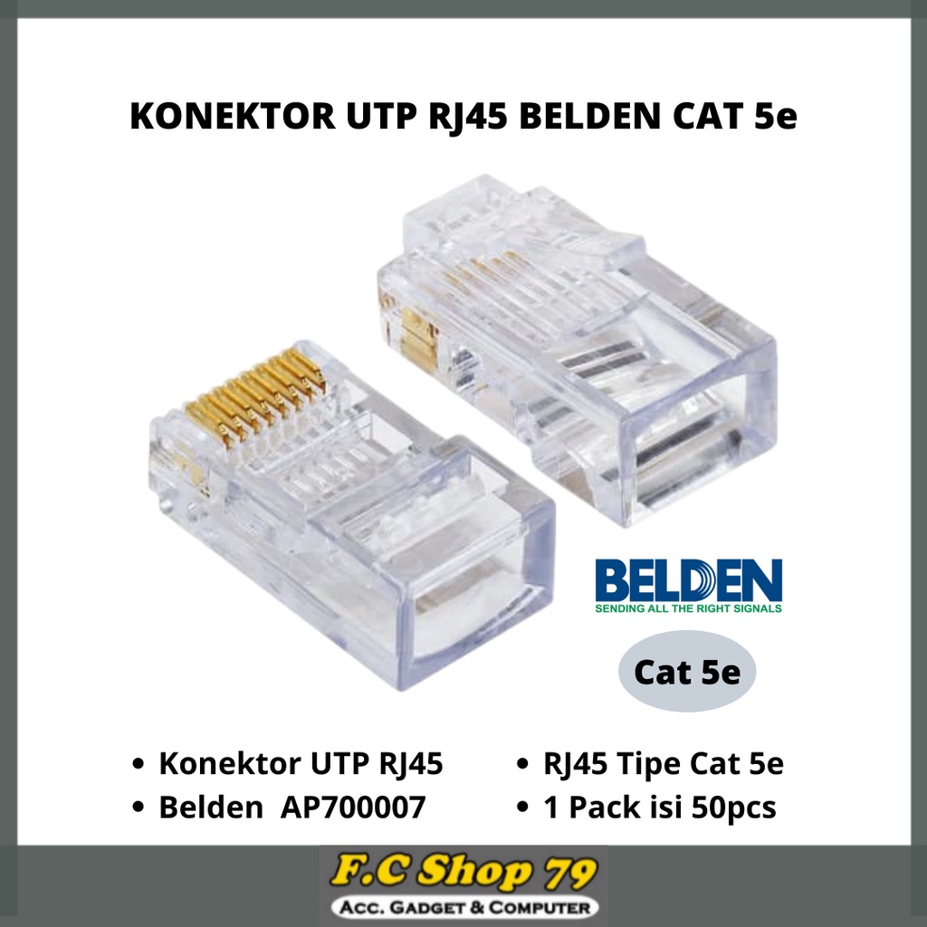Jual TERLARIS Connector Konektor Kabel UTP RJ45 Belden AP700007 Tipe ...