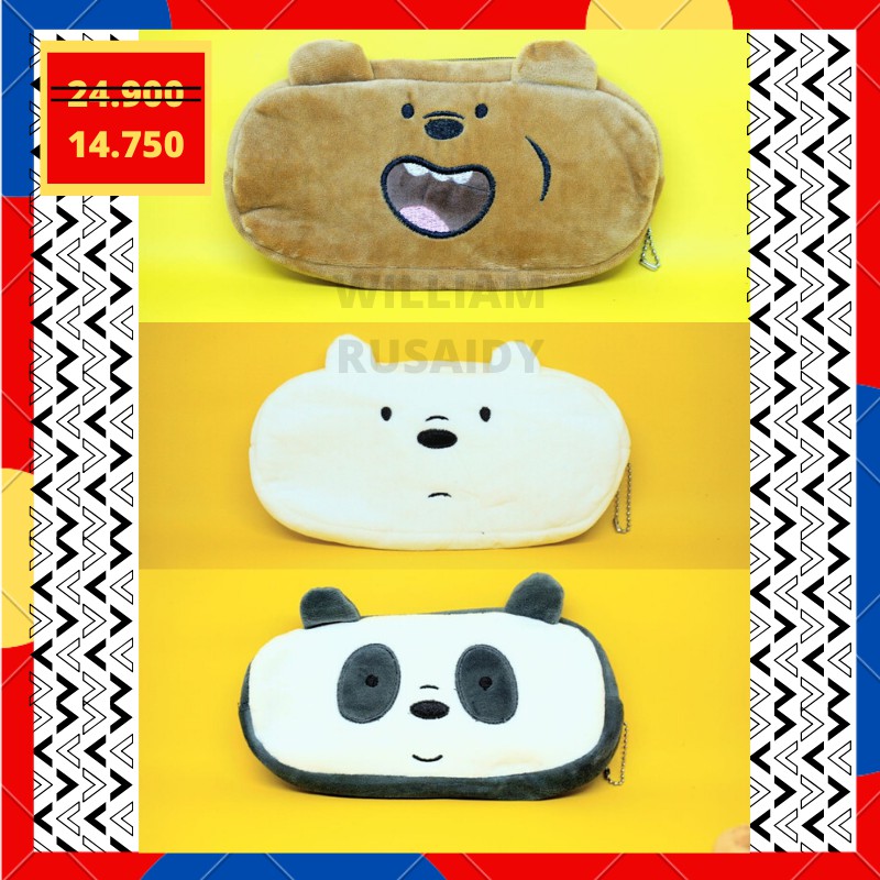 Jual Termurah Kotak Pensil Kain Bulu We Bare Bears Wbb Ice Bear Panda