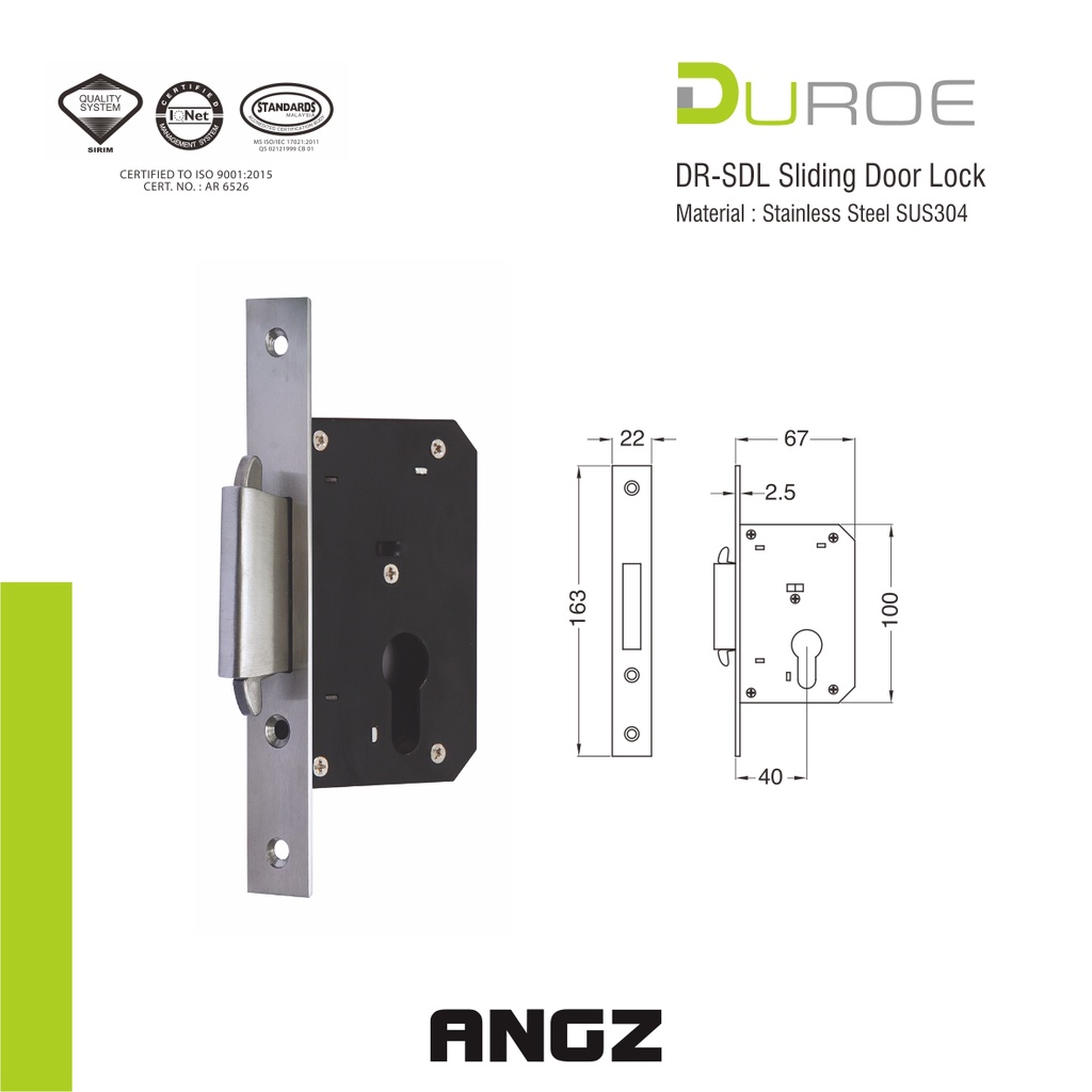 Jual Kunci Pintu Geser Lock Body DUROE Sliding Door Hardware | Shopee ...