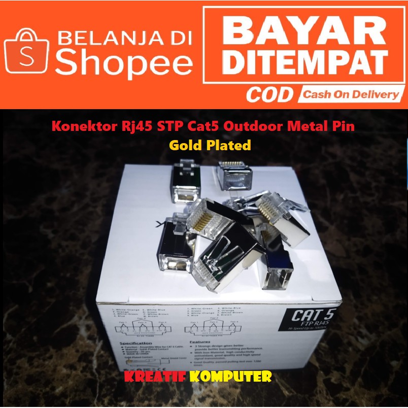 Jual Konektor Rj Stp Cat Outdoor Metal Pin Gold Plated Shopee Indonesia