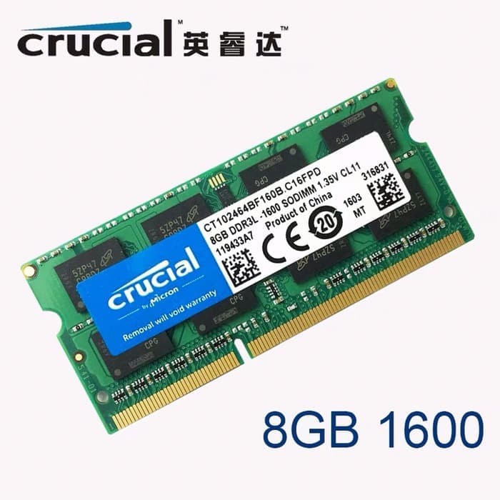 Jual Crucial 8GB DDR3L-1600 SODIMM CT102464BF160B | Shopee Indonesia