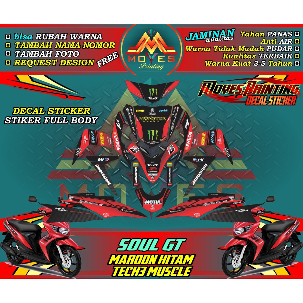 Jual stiker fullbody soul gt racing merah hitam-decal soul gt racing ...