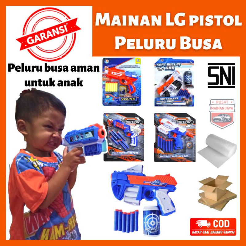 Jual tembakan mainan pistol mainan peluru busa nerf target LG gun shoft ...