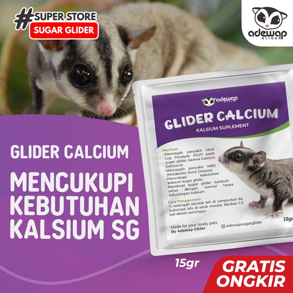 Jual GLIDER CALCIUM GLIDER KALSIUM SUPLEMENT WAJIB SUGAR GLIDER IMPORT
