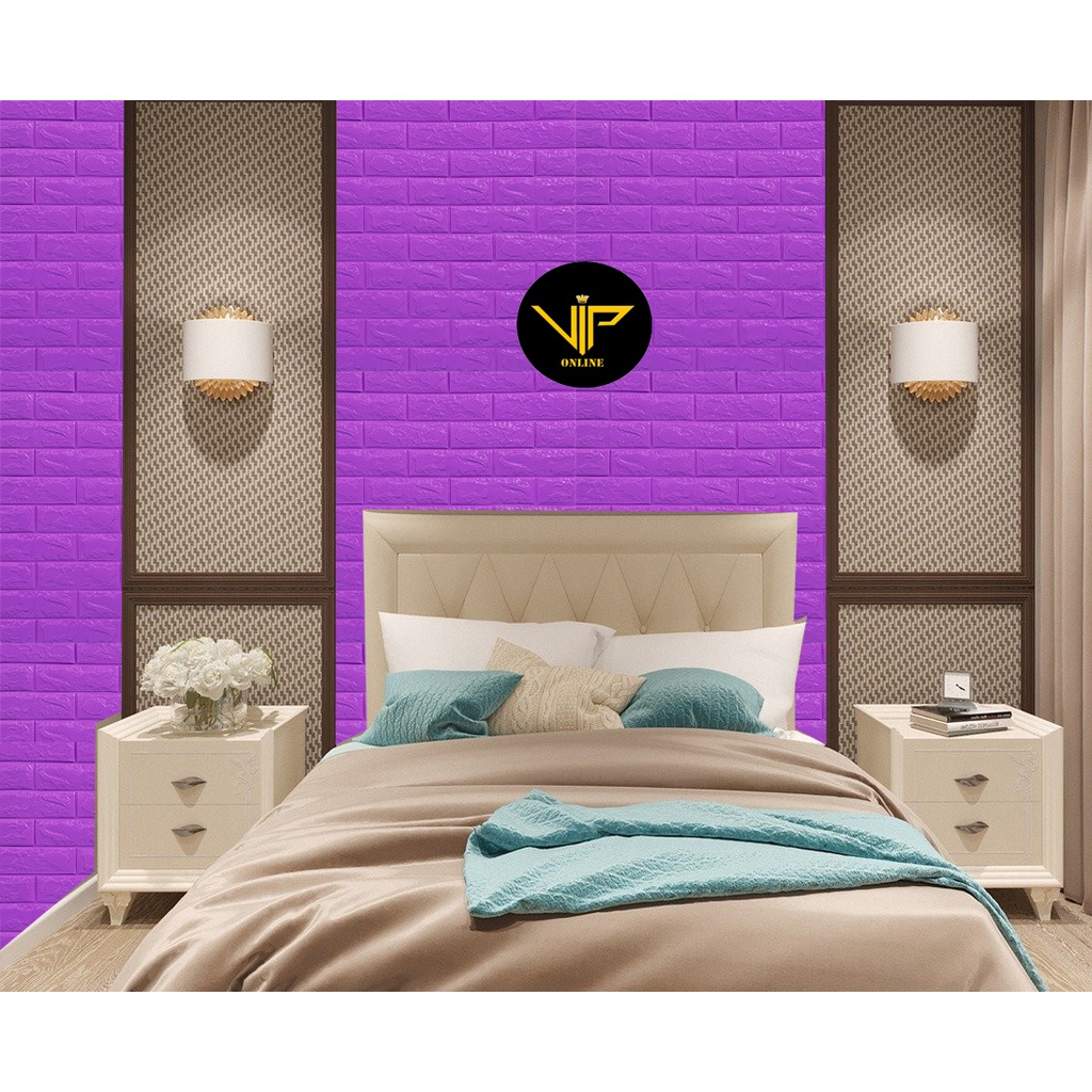 Jual VIP Wallpaper Foam Bata Warna Ungu Tua Premium Wallpaper Sticker ...