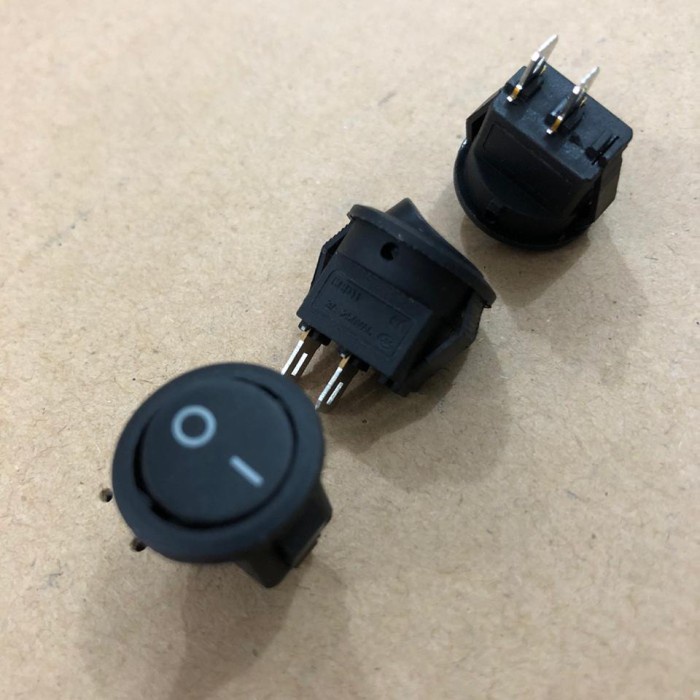 Jual Saklar Rocker switch 2 pin BULAT MINI HITAM 2 kaki ON OFF | Shopee ...
