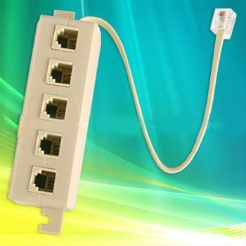 Jual SPLITTER RJ-11 LINE TELP ADAPTER (1 Male - 5 Female) | Shopee ...