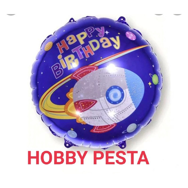 Jual Balon Bulat Motif Happy Birthday Cm Balon Foil Bulat Hbd Part Shopee Indonesia