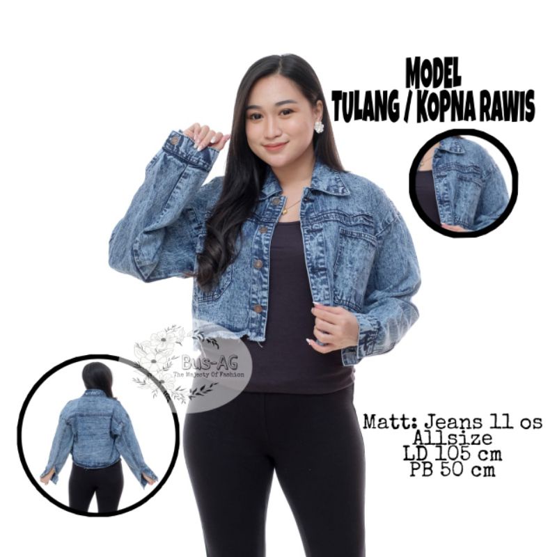 Jual JAKET JEANS CROP RAWIS JAKET JEANS SNOW/ JAKET JEANS WANITA
